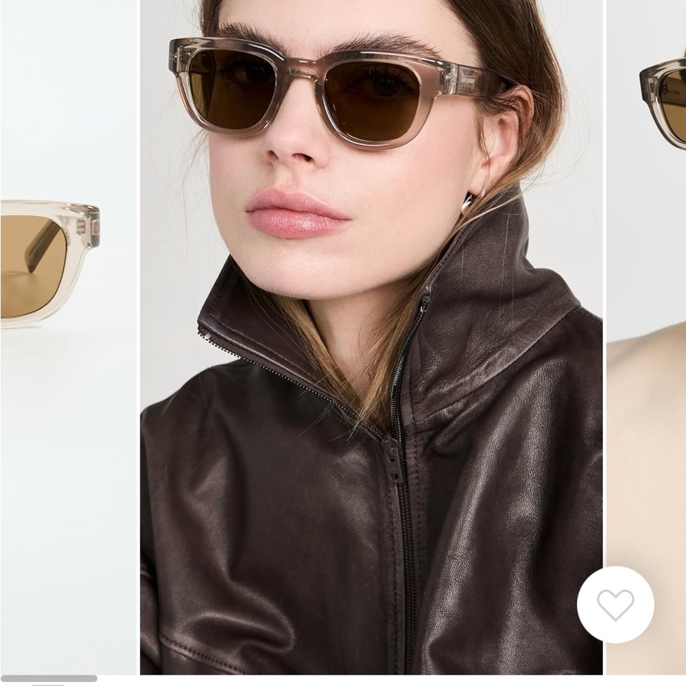 Saint Laurent Cream and Brown Cat-Eye Sunglasses
